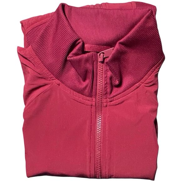 ATHLETA Brooklyn Bomber Jacket Size Small Stretch UPF 50+ Pockets Red Cranberry - Picture 15 of 15